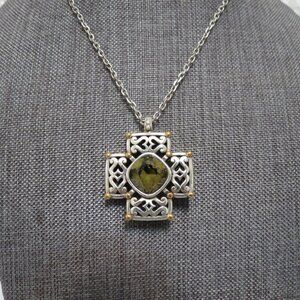 Brighton Deauville Silver and Gold Cross Necklace